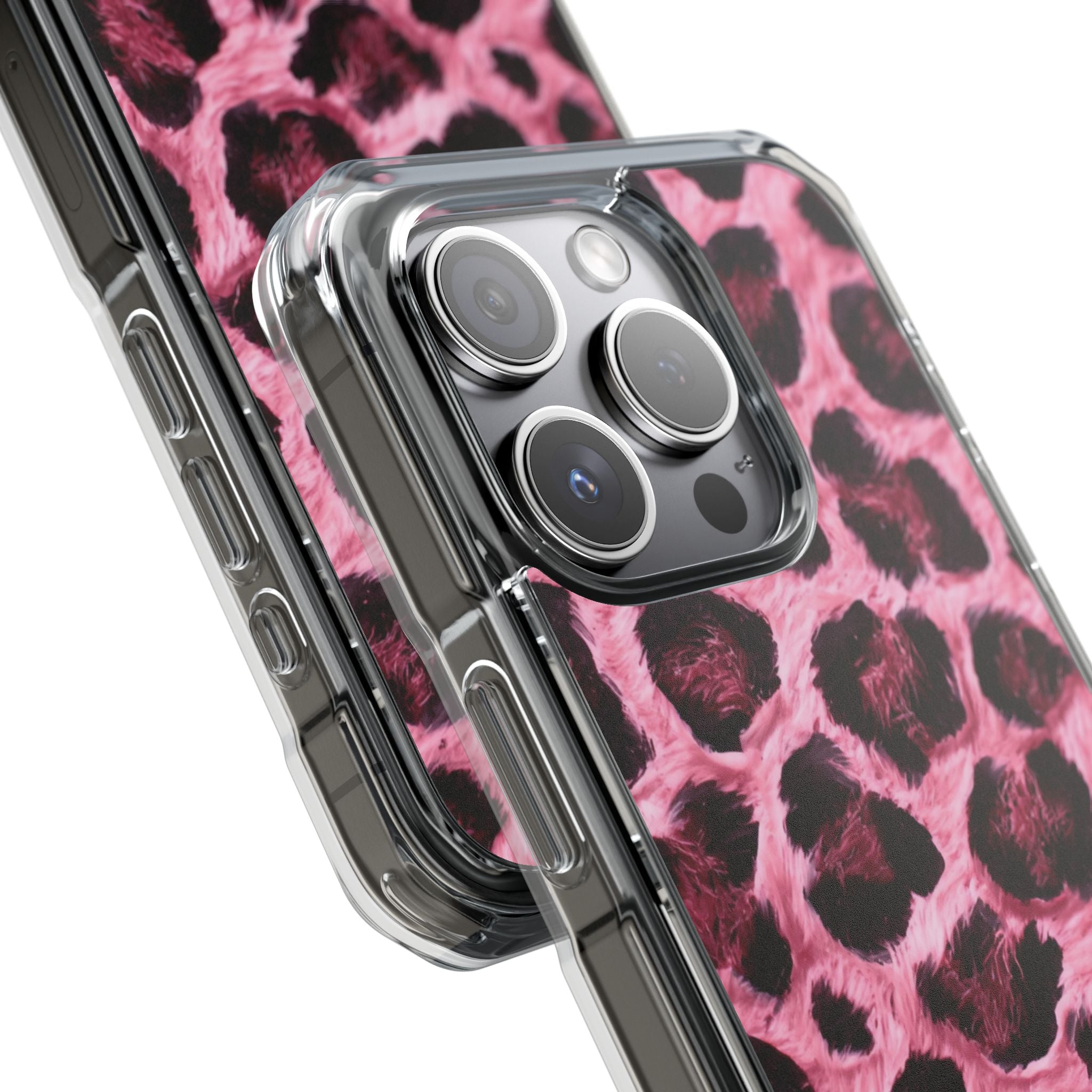 Pink Leopard Magnetic Clear Impact Phone Case