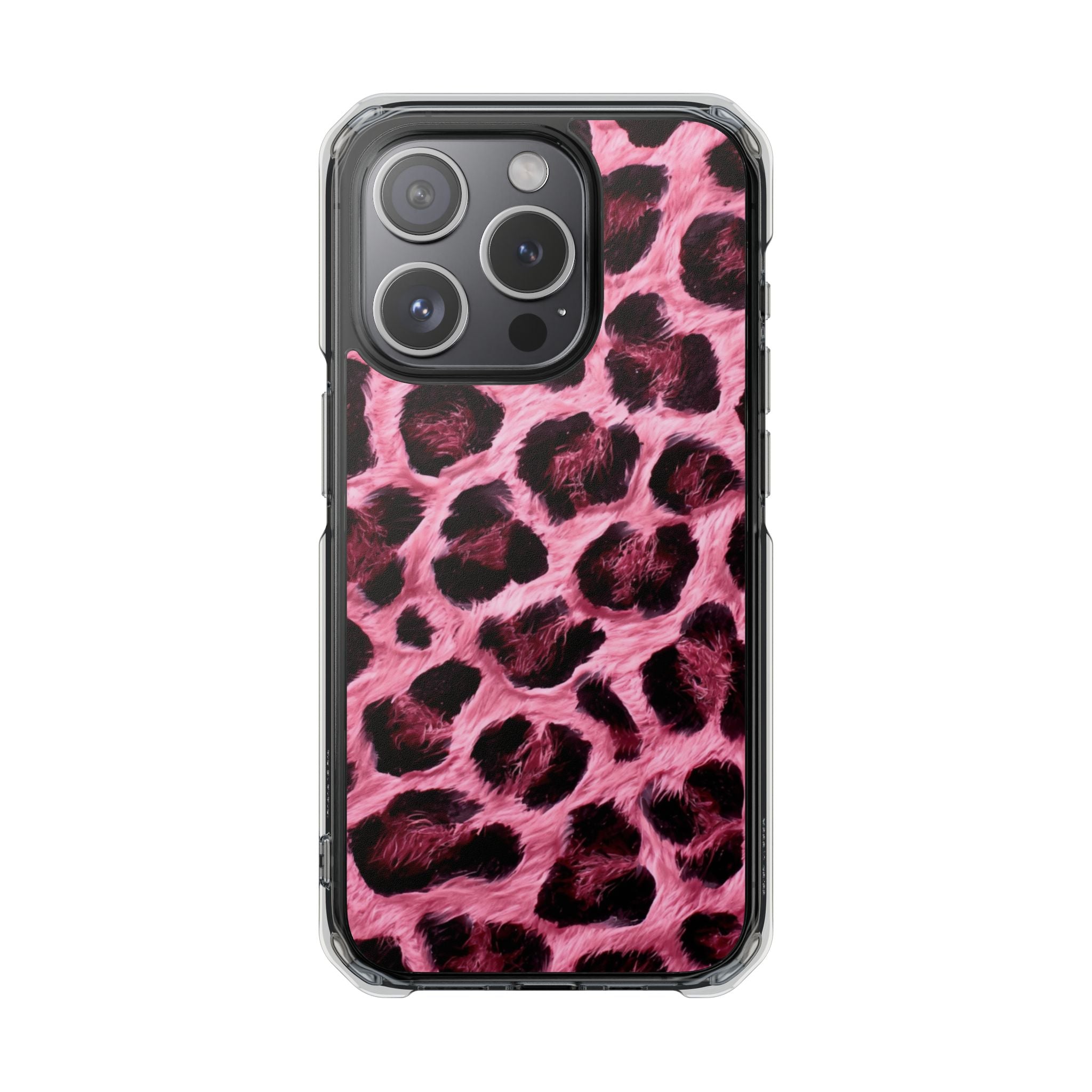 Pink Leopard Magnetic Clear Impact Phone Case