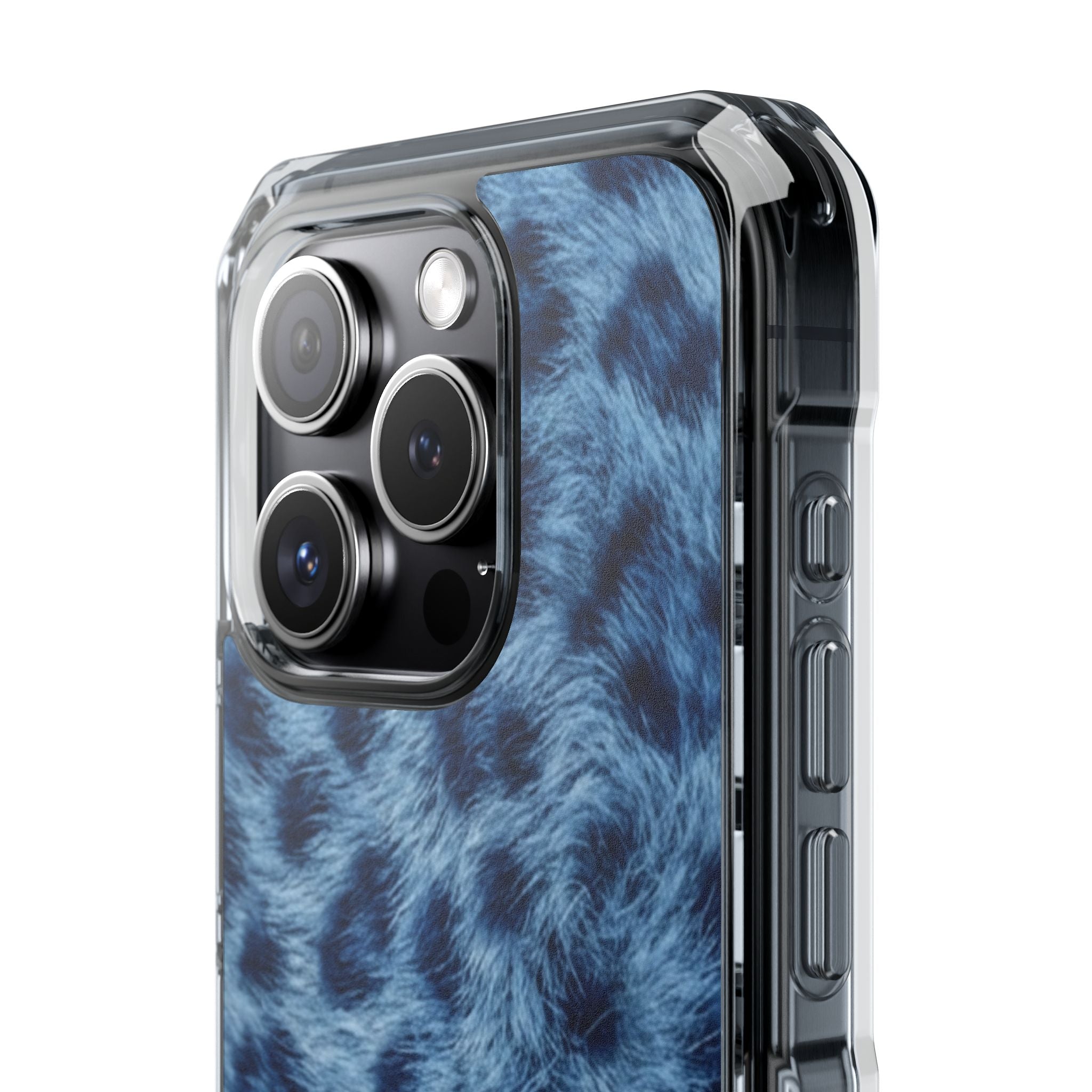 Blue Leopard Print Magnetic Clear Impact Phone Case