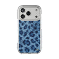 Blue Leopard Print Magnetic Clear Impact Phone Case