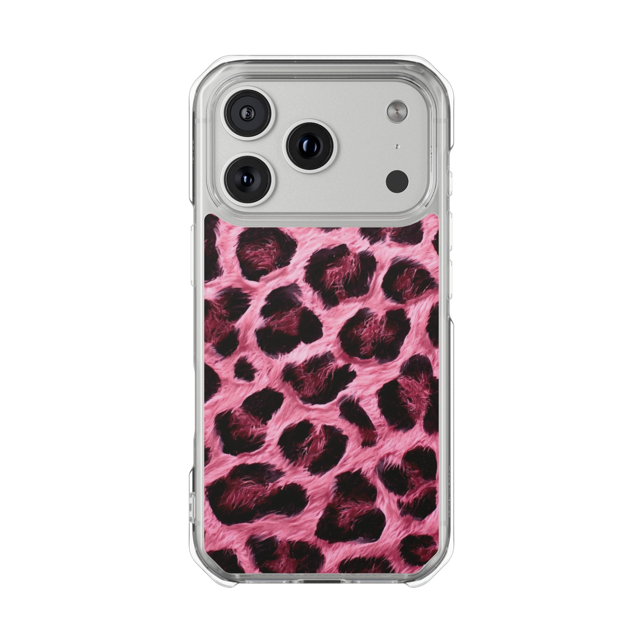 Pink Leopard Magnetic Clear Impact Phone Case
