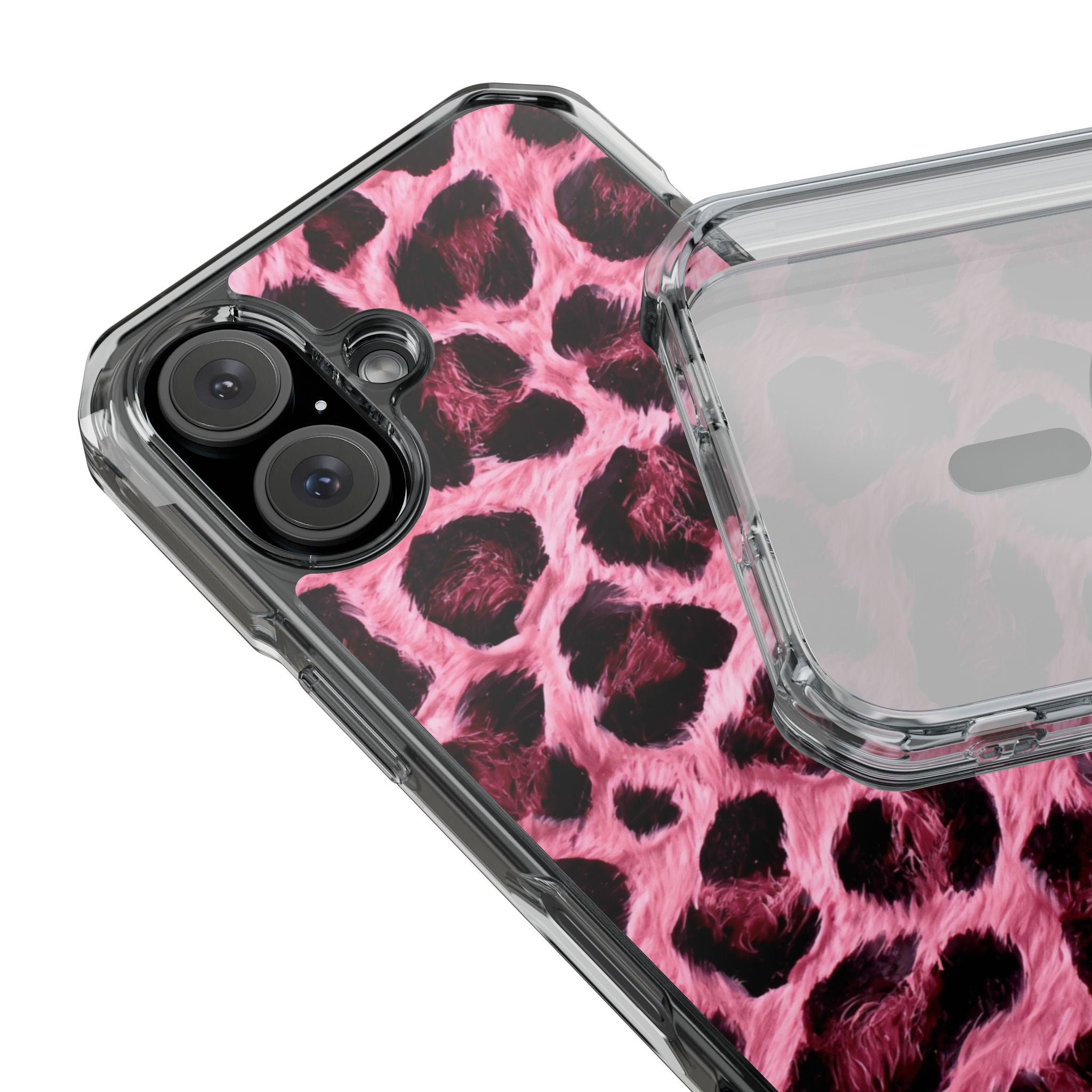 Pink Leopard Magnetic Clear Impact Phone Case
